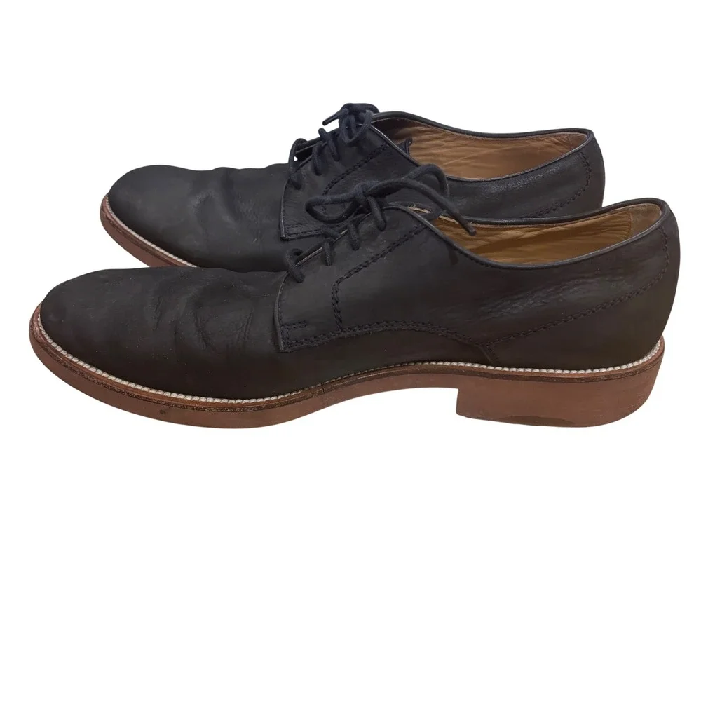 Tods Mens Black Pebbled Leather Derby Shoes Italian Lace Up Dress Shoes Black 11